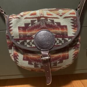 Duluth Pack Wool Leather Shell Bag Green Brown Aztec USA Crossbody Shoulder Bag